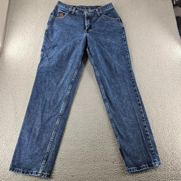 Wrangler Jeans Womens 14 Blue Denim High Rise Straight Leg Western Cowgirl - Picture 1 of 16